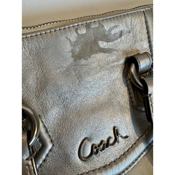 Coach Ashley White and Silver Leather Satchel Shoulder Bag F19247 - Picture 9 of 12